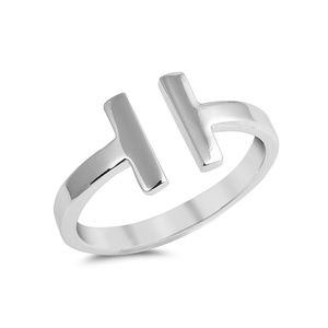 Open Bars T Wire Plain Band Ring Sterling Silver